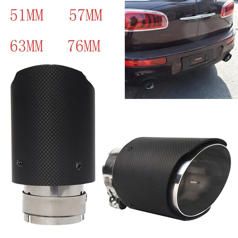 

Real Carbon Fiber 51/57/63/76MM Universal Upgrade Car Exhaust Tip End Muffler Tails Pipe Trim Decoration Straight Car Tuning