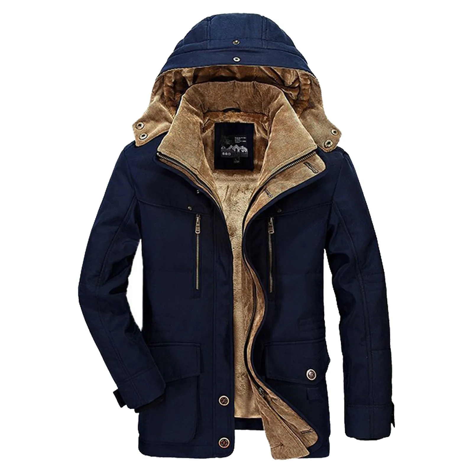 Herren jacke Vintage 2023 Winter abnehmbarer Kragen drei dimensionale Patch-Tasche gewöhnliche Jugend lässig Reiß verschluss Baumwolle Mäntel