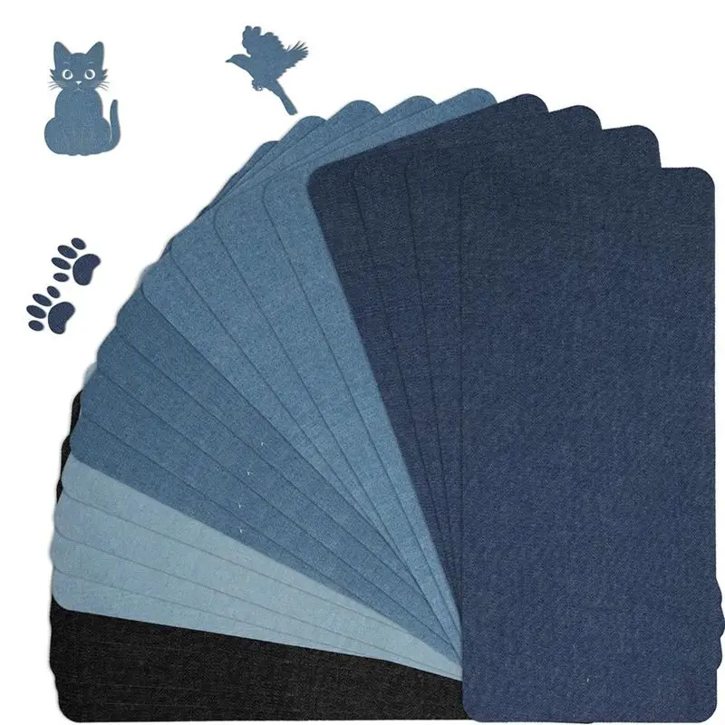 A7THK-20Pcs Iron On Patches For Jeans, 11 X 5.12 Inch Patch Iron On Mending Fabric Pure Cotton 5 Colors Jeans Repair Patch Easy