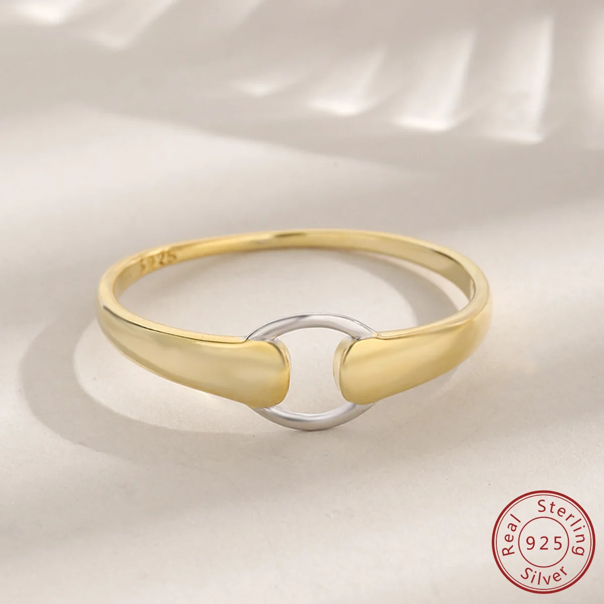 

2023 New 100% S925 Sterling Silver Ring Gold color Simple Personality Ring Fashion niche Design Sense Simple Ring Female