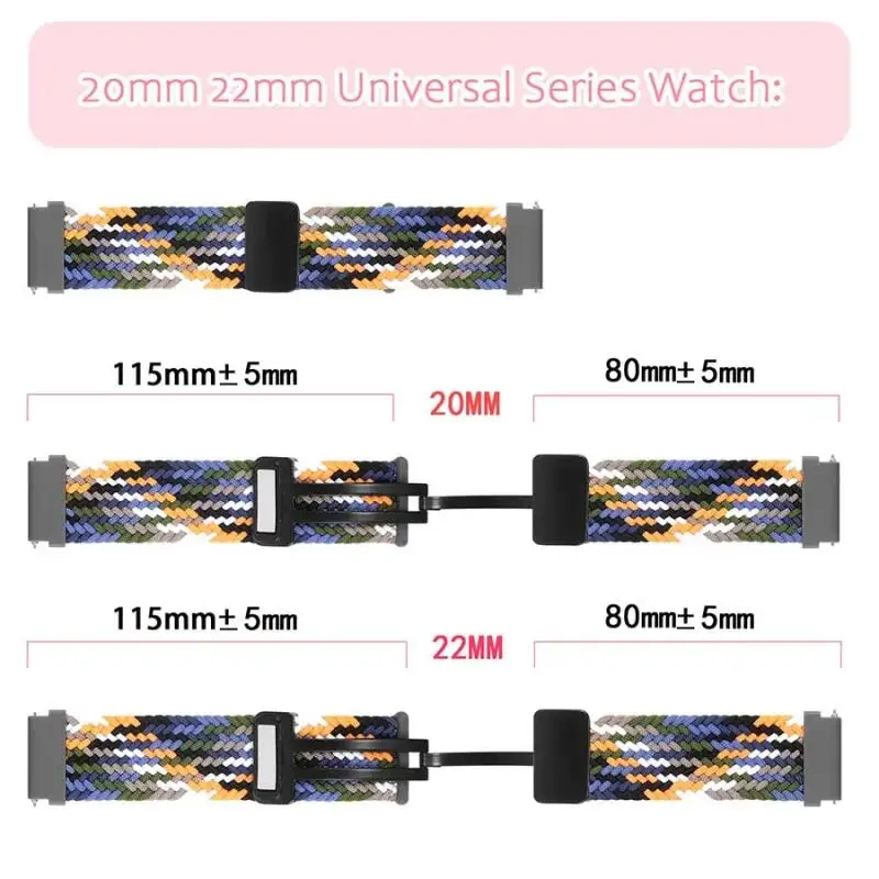20mm 22mm マグネット式編みナイロン製 Huawei Watch GT5 4 3 2 42mm 46mm スポーツストラップ Huawei Watch 3 4 5 5Pro/Ultimate/Buds/GT2e対応