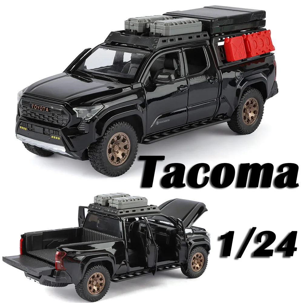 1:24 tacoma prado veículo off-road modelo brinquedos metal diecast roda dianteira portas de direção aberto puxar para trás carros de simulação para crianças