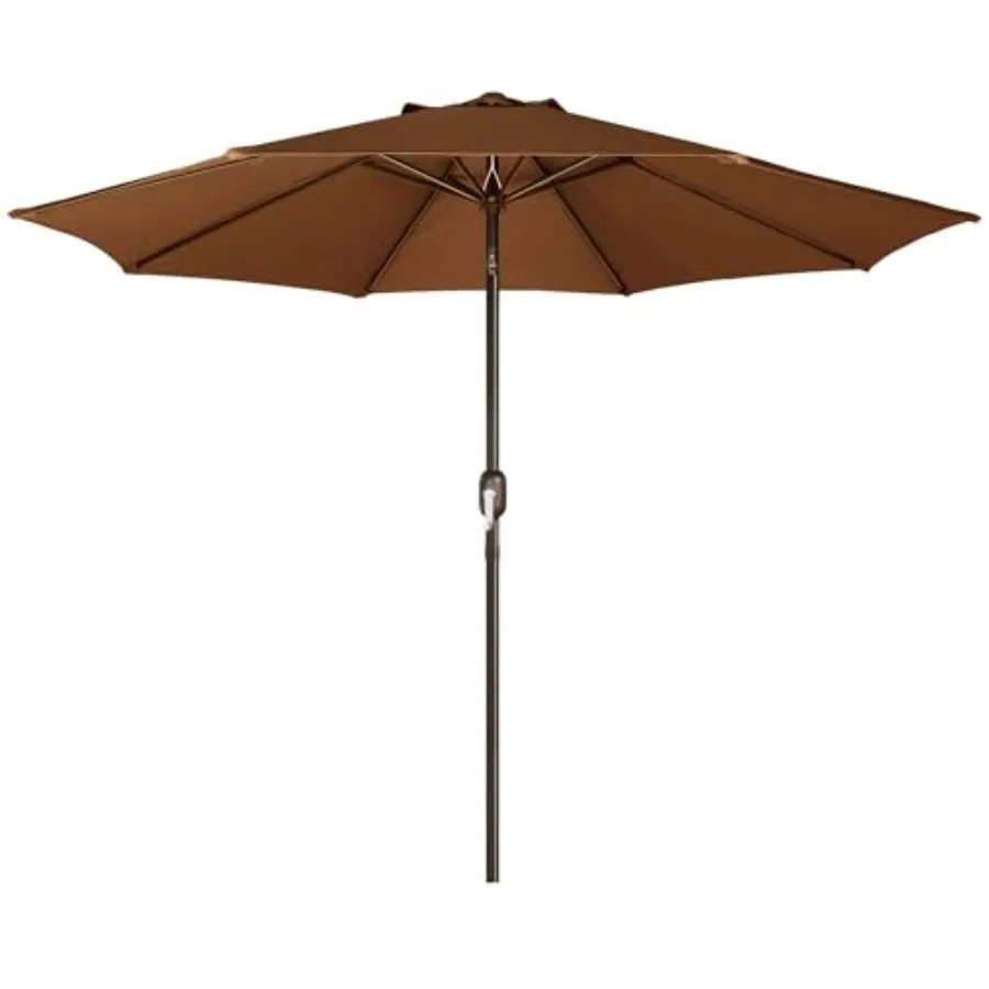 

9' Outdoor Patio Umbrella Outdoor Table Umbrella Yard Umbrella Market Umbrella with 8 Sturdy Ribs Push Button Tilt and Crank