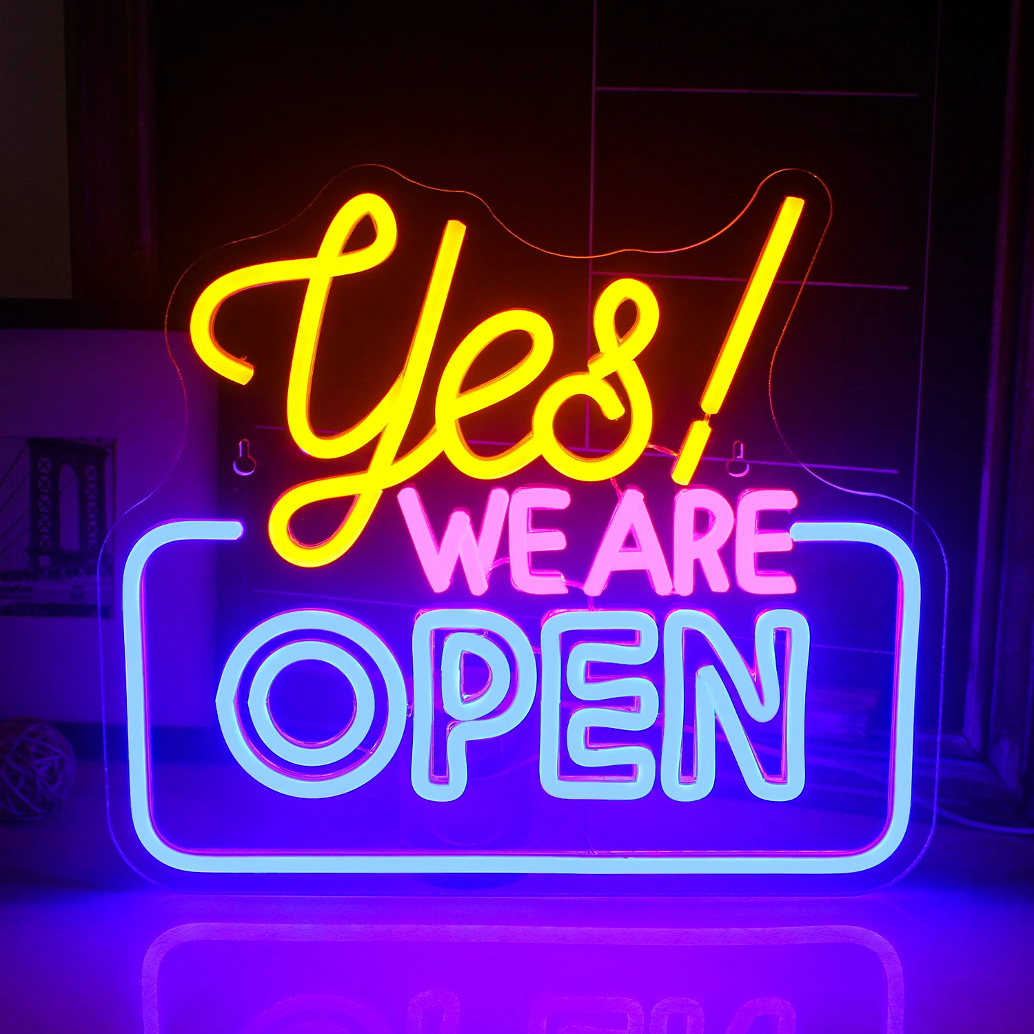 Neon Dimmable LED Light Sign, Placa de Publicidade Empresarial, Display Sign, Bar Shop Coffee Salon Hotel Store, Sim, estamos abertos