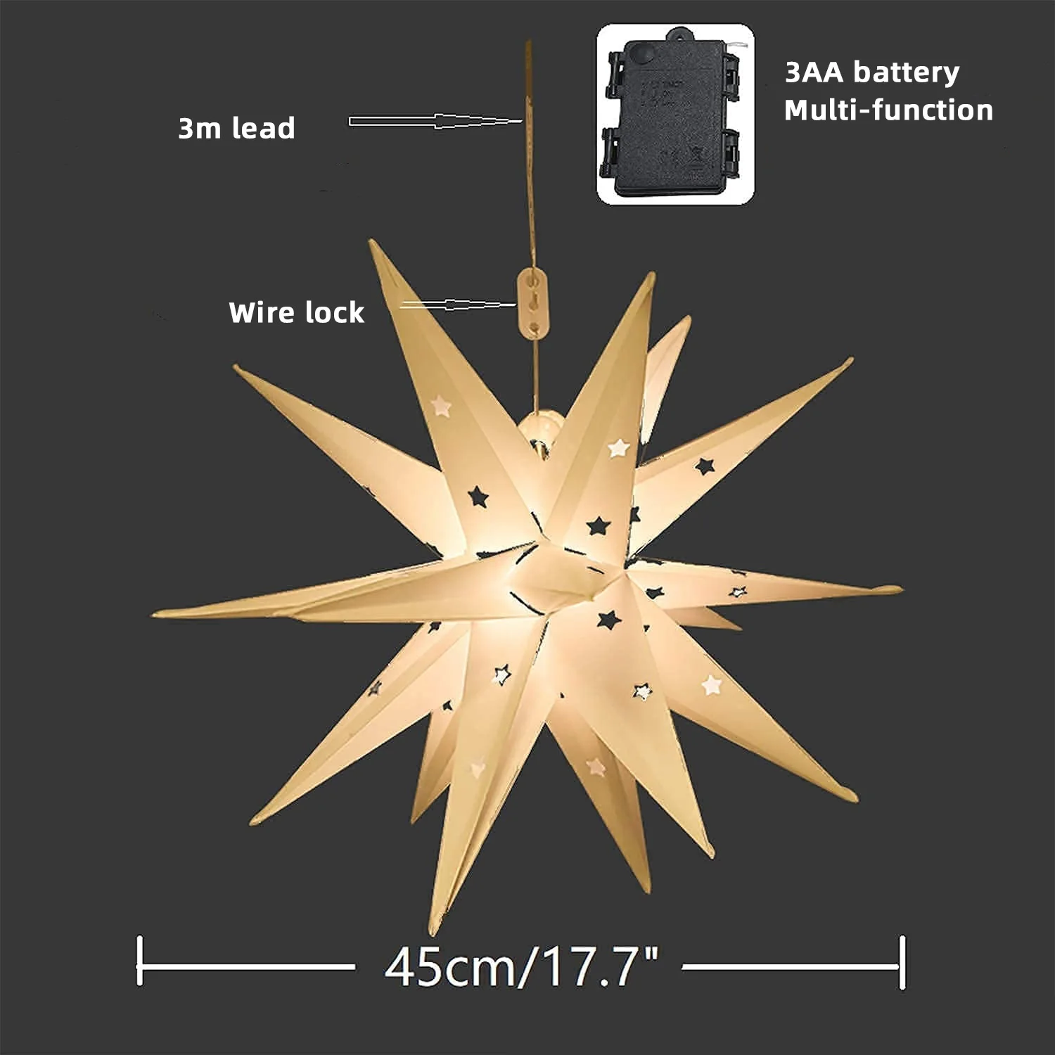 45/35cm LED Star Lamp For Bedroom Usb/battery Operation Christmas Decoration For Home Living Room Multifunctional Timing