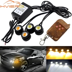4 in 1 City Light Car LED Network Flash Wireless Remote Control Day Running DRL Eagle Eye One Tow Four 16 Mode Truck Motorcycle