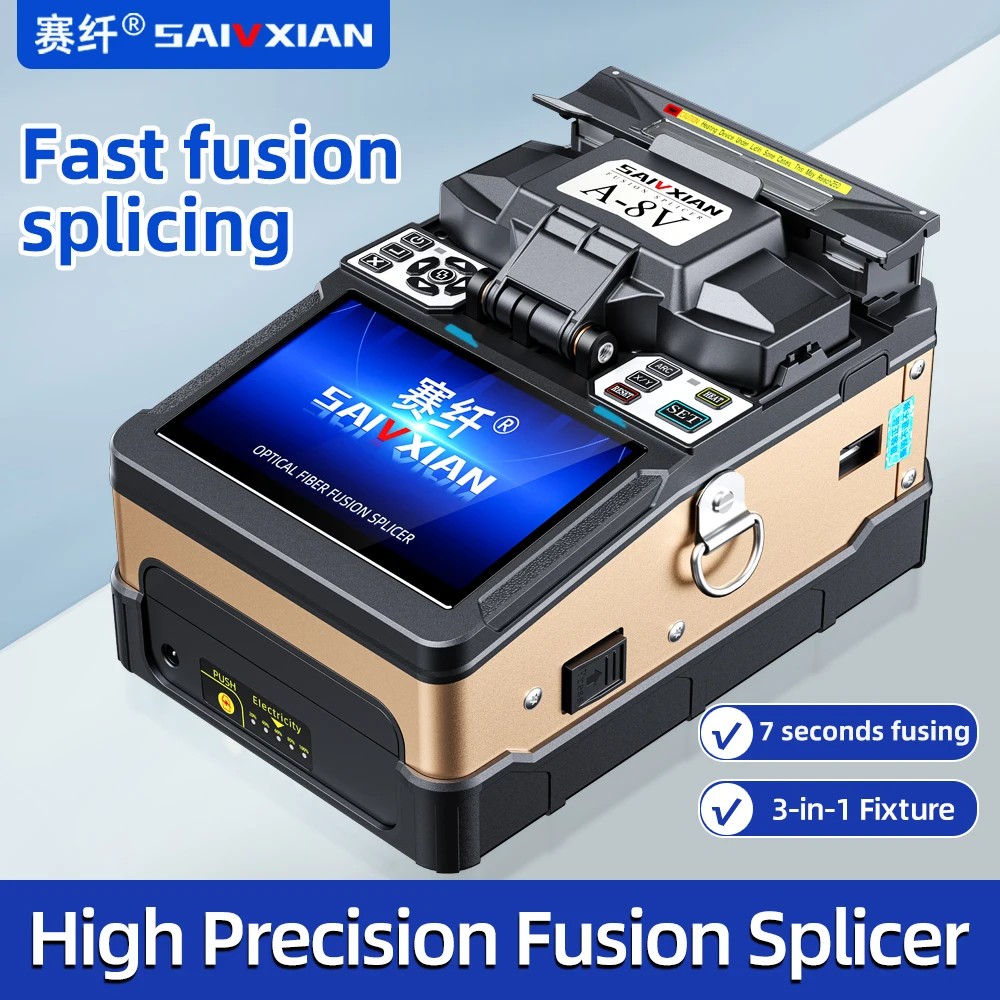 SAIVXIAN New A-81S A-8V Multi-Language FTTH Fiber Optic Splicing Machine Optical Fiber Fusion Splicer Fast welding tool kits