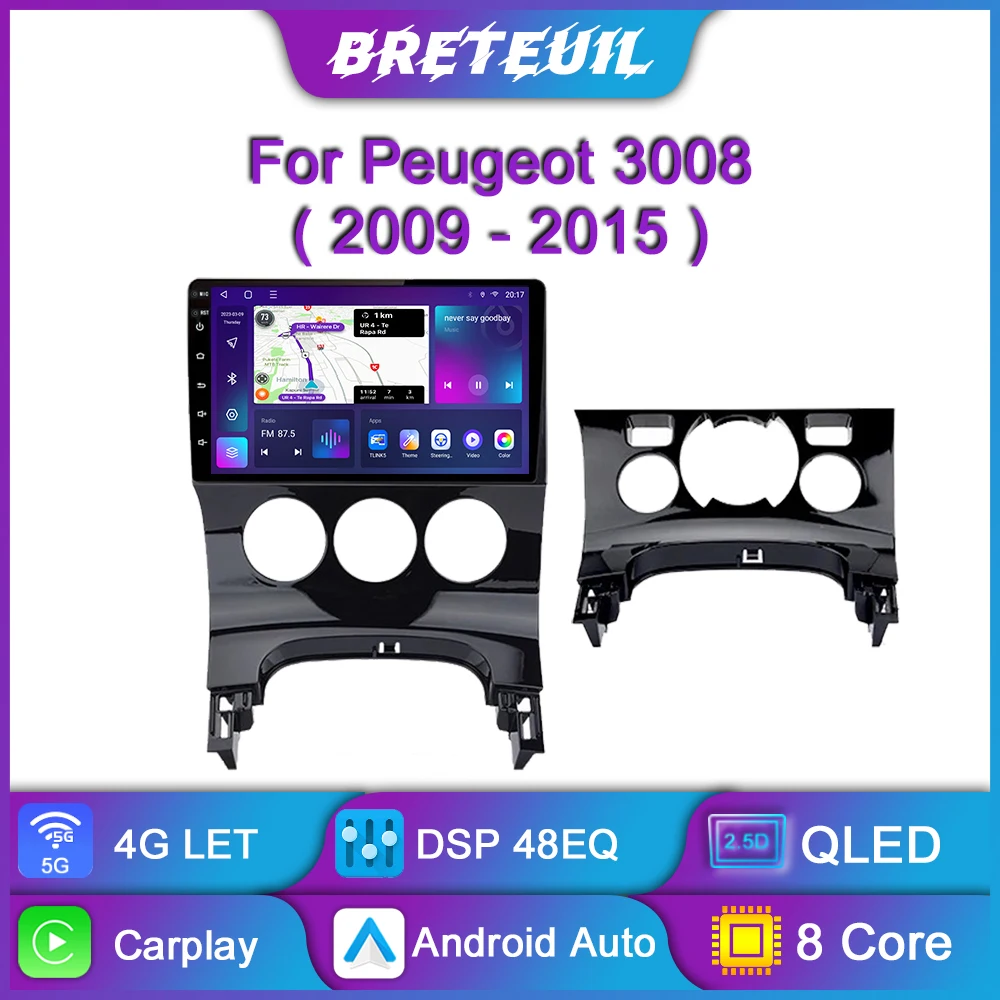 

For Peugeot 3008 2009 - 2015 Android Car Radio Multimedia Video Player Navigation GPS Carplay QLED Touch Screen Auto Stereo WIFI