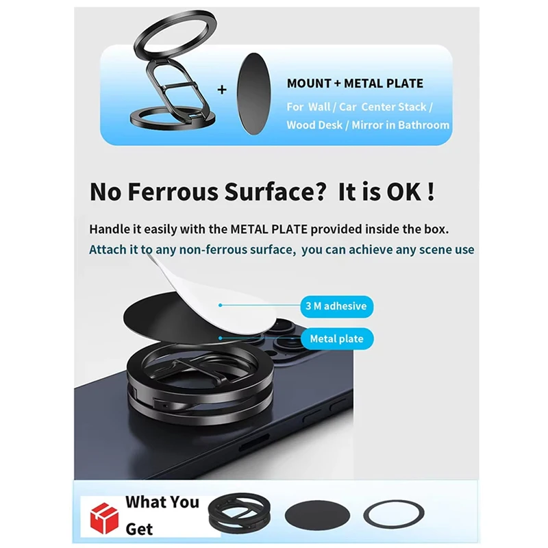2025 جديد مزدوج الوجهين Magsafe حامل هاتف حامل حلقة الهاتف المغناطيسي مسنده قبضة المغناطيس آيفون 15 أندرويد رياضة حامل السيارة