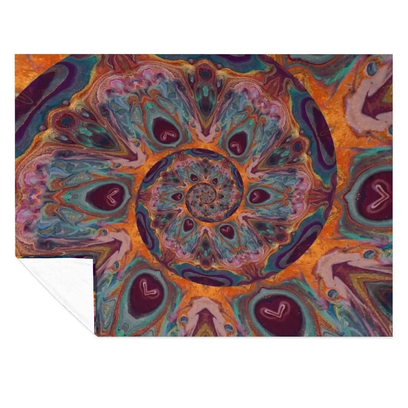 

Autumn Peacock Spiral - Abstract Art by Fluid Nature Throw Blanket Travel Picnic for winter Furry Blankets