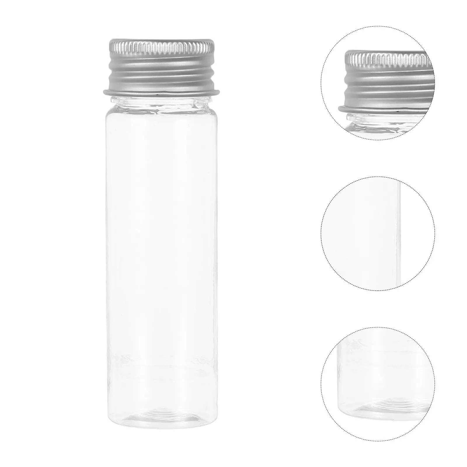 20Pcs Clear Plastic Test Tubes Transparent Storage Tubes 50Ml Aluminum Cap Sample Containers for Candy Bath Salt Sample Storage