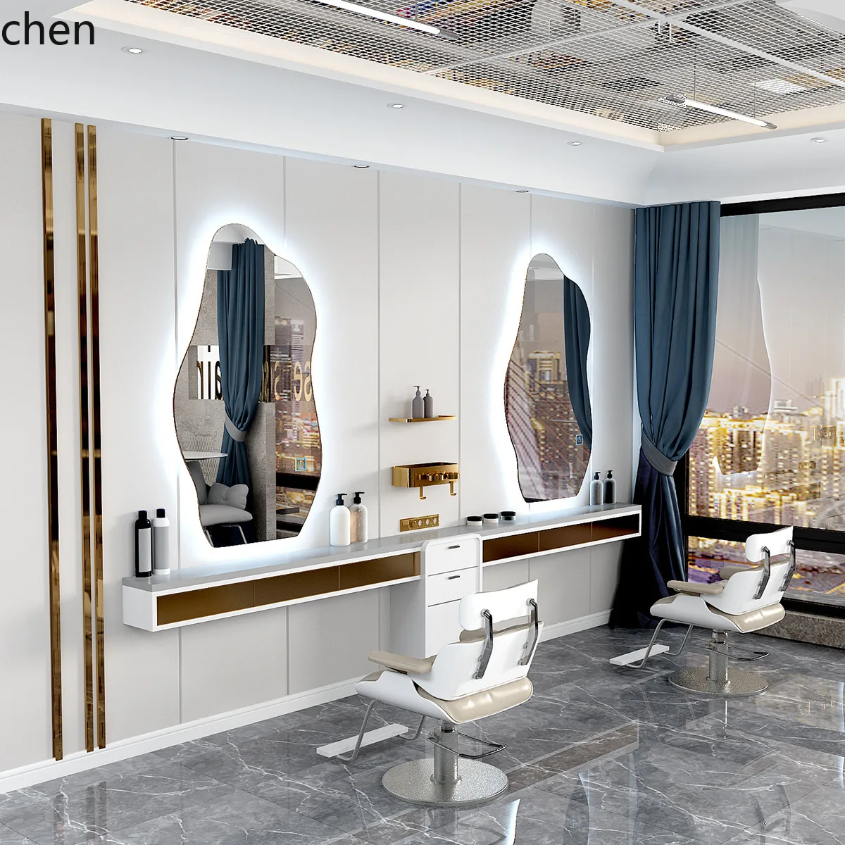CZ  Barber Shop Mirror Perm Dyeing Salon Special Floor-standing Haircut Mirror Hair Salon Mirror Stand