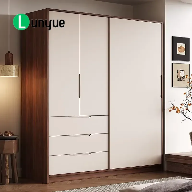 Antique Style Sliding Door Wardrobe Solid Wood Large Locker Simple Medieval Design Home Bedroom Furniture Storage Cabinet