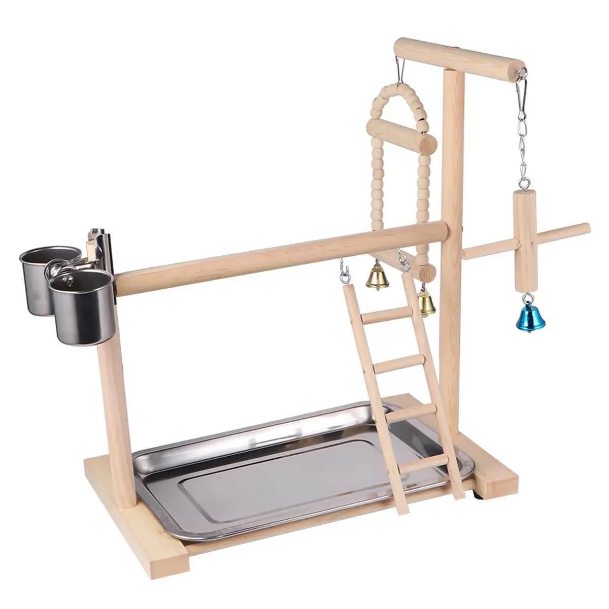 

Parrot Stand Toys Swing Design for Cockatiels Parakeets Stainless Steel Bamboo Bird Supplies Hanging Travel Training Playgrounds