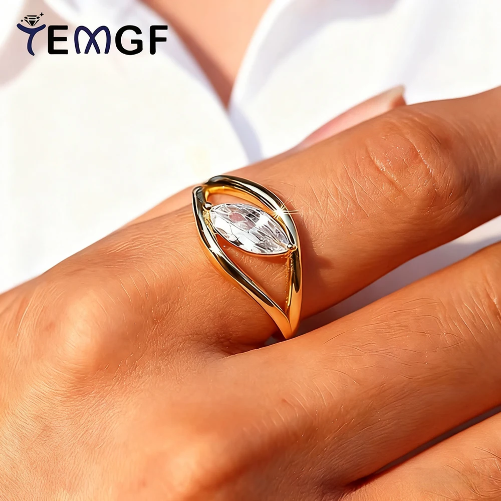 

TEMGF 5*10 мм кольцо с муассанитом огранки маркизы, полое кольцо из стерлингового серебра 925 пробы для женщин, обручальное кольцо, ювелирные изделия, подарки, сертифицированное GRA