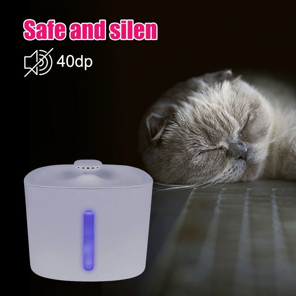 With LED Light 3L Cat Water Dispenser Cat Dog Drinking Bowl USB Pet Smart Drinking Feeder Automatic Water Fountain Pet Supplies