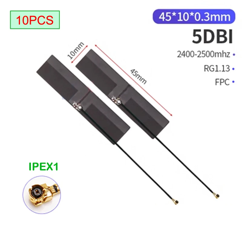 

eoth 10pcs FPC soft board iot wifi Antenna 5.8 Ghz 2.4ghz Dual Band Built-in Bluetooth patch gain antenna ipex 1 8dbi mass sell