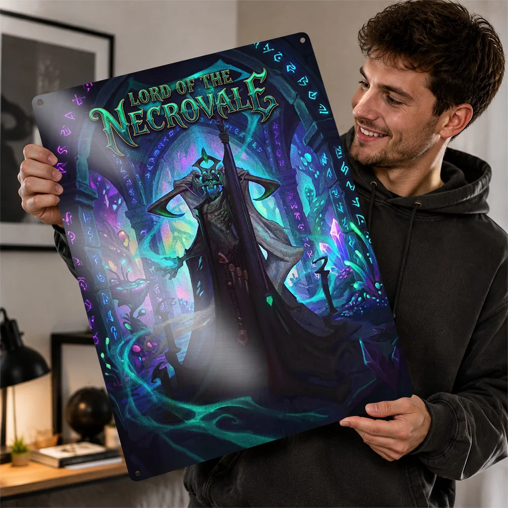Lord Of The Necrovale Sorcerer Textured Poster Customized Metal Tin Sign Atmospheric Character Style Wall Art Enhances Bedroom