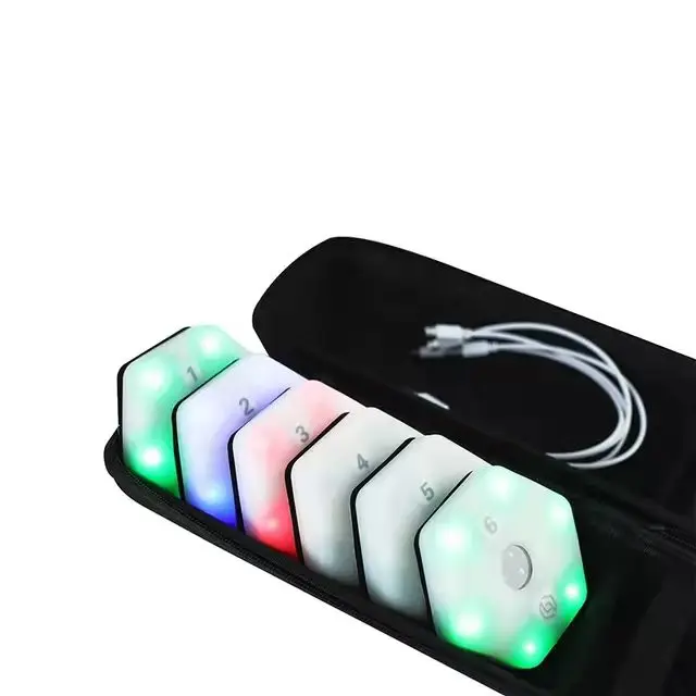 Equipamento de treinamento de entretenimento esportivo com 6 luzes, aplicativo de basquete, futebol, badminton, lâmpada de detecção de velocidade ágil para treinamento