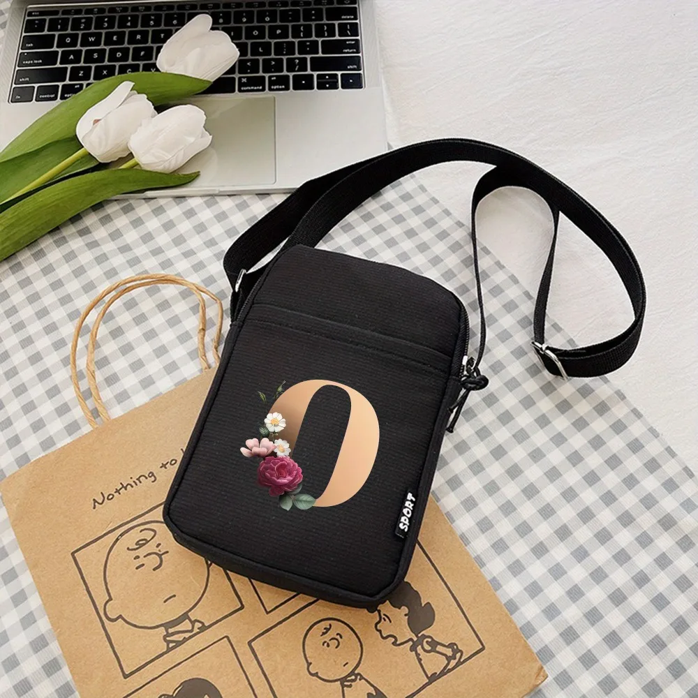 Миниатюрная кросс-боди сумка на молнии с 26 надписями, сумка для телефона с стильным принтом, новая нейлоновая сумка через плечо, подарки идеи, Повседневный Кошелек для монет