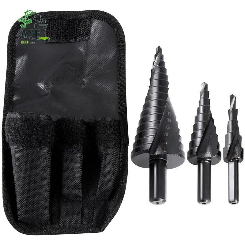 

A05E-3PCS 4-32MM HSS Cobalt Step Drill Bit Set Nitrogen High Speed Steel Spiral For Metal Cone Triple-Cornered Shank Hole Cutter