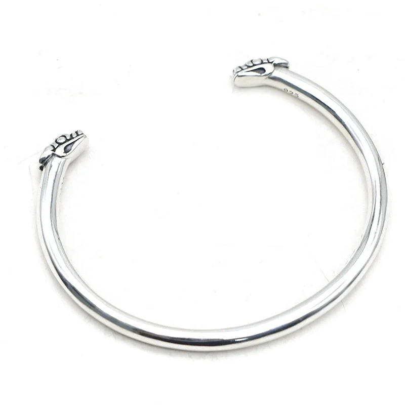 

Ретро персонализированный модный наручный серебряный браслет для мужчин и женщин из чистого серебра s925, простой телесный браслет с двойной головой дракона