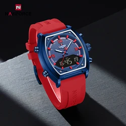 NAVIFORCE Men's Watch Business Simple Original Quartz Watches for Man Waterproof Luminous Silica Band Quartz Analog LCD Display