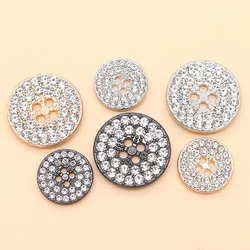 6PCS Of Round Metal Diamond Buttons Coat Buttons Woolen Suit Four Eyes Buttons Clothing Accessories