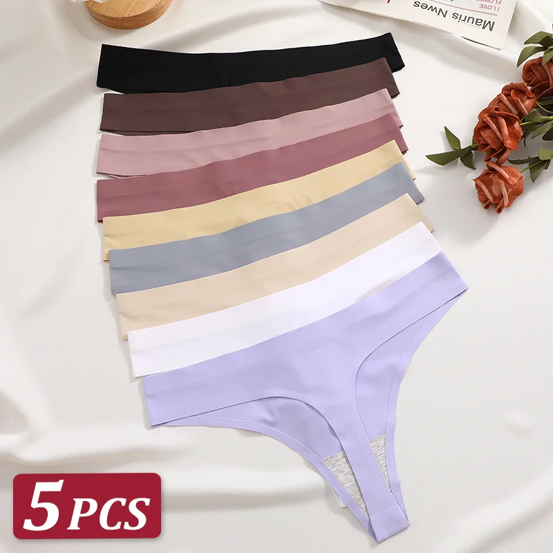 5 шт./компл. женские бесшовные ультратонкие трусики Майора, нижнее белье из ледяного шелка, сексуальные трусики с низкой талией, стринги, женские однотонные трусики