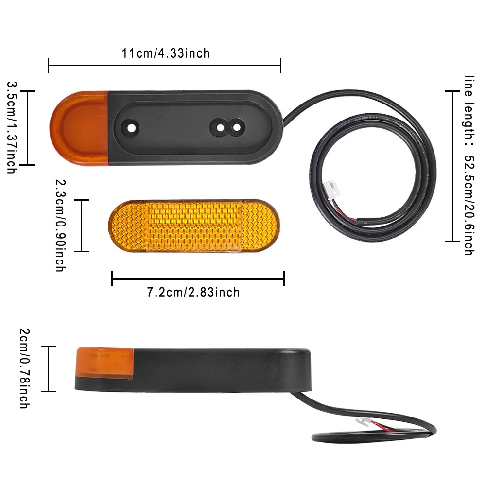 

12V Rear Turn Signal with LED Reflective Sticker for Electric Scooter Light Warning Safety E-Scooter Replacement Accessories