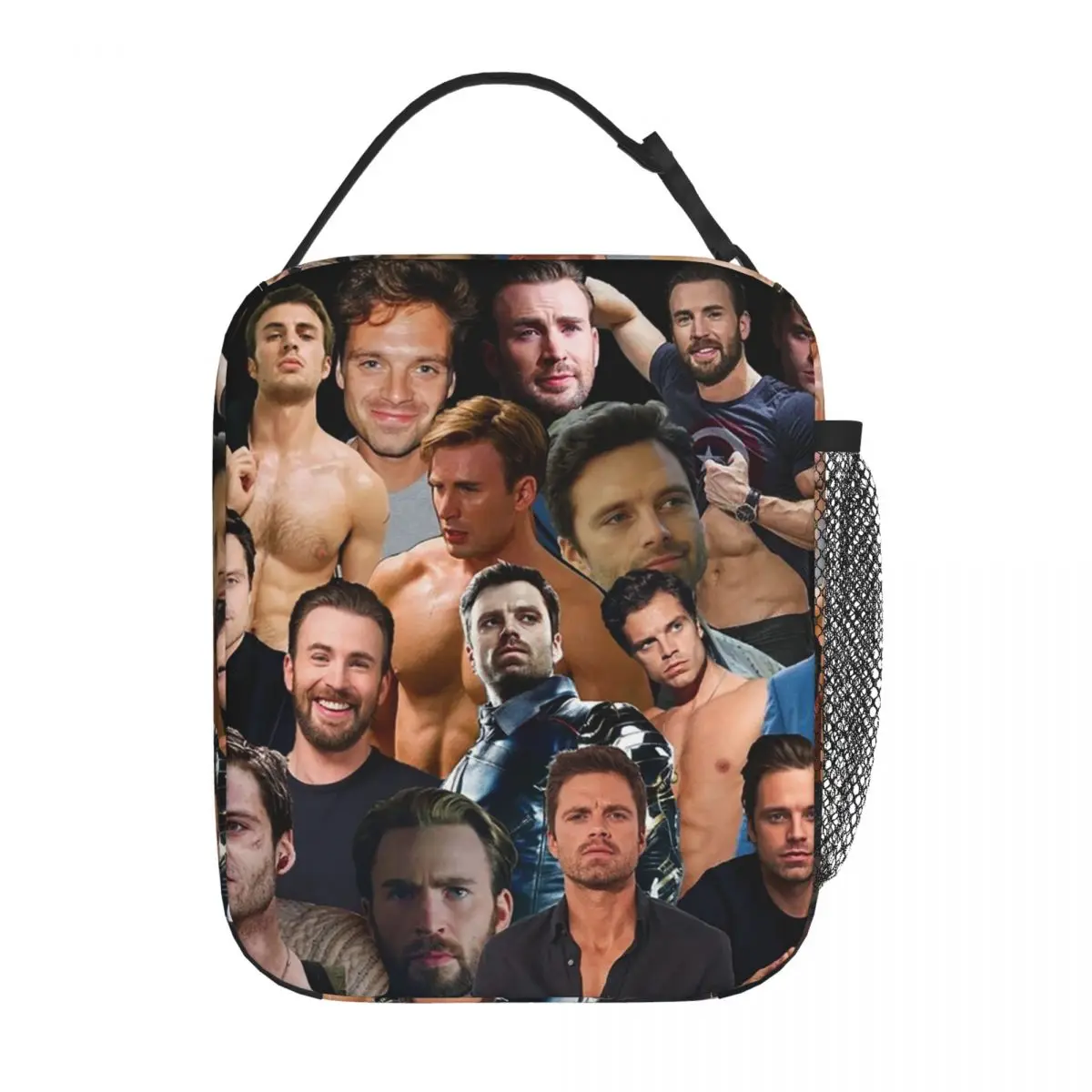 Sebastian Stan And Chris Evans Collage Insulated Lunch Bag for Women Children Portable Food Boxes Thermal Lunch Box Tote