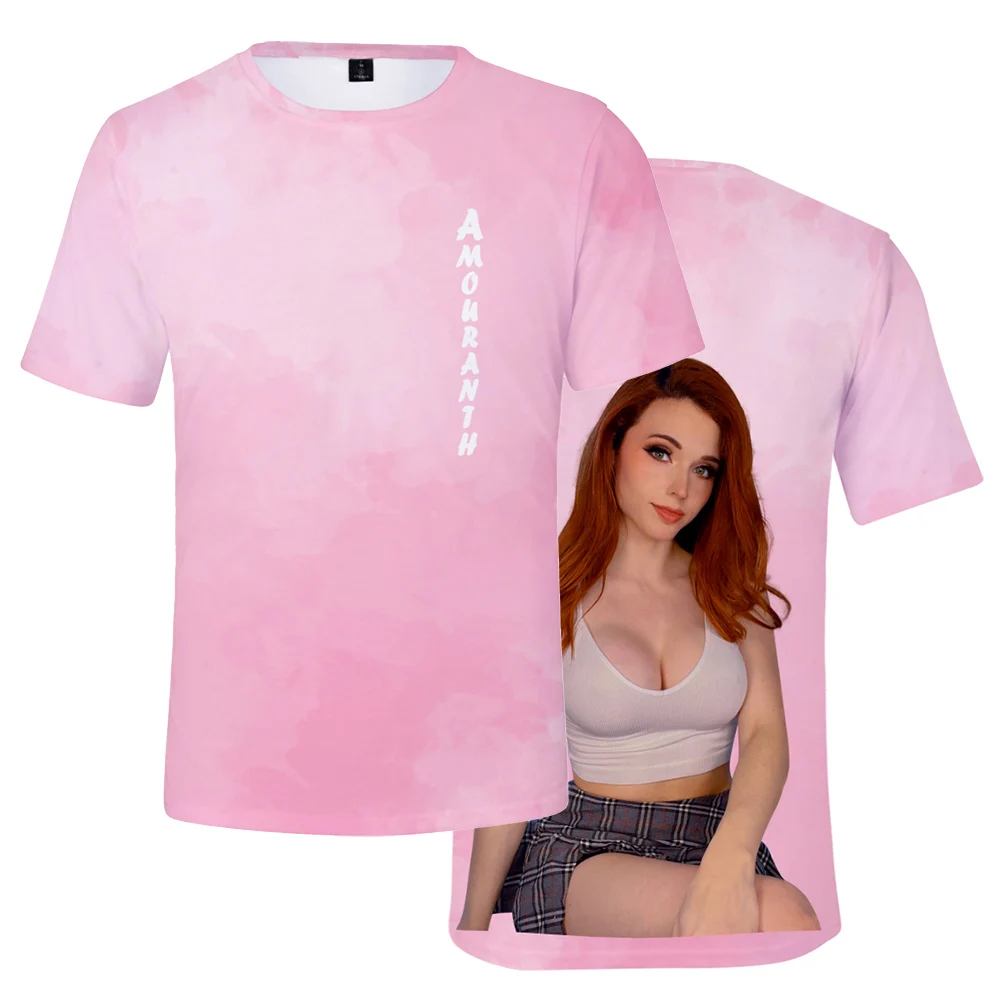 

Amouranth Tshirt Unisex Crewneck Short Sleeve Tee Men Women T-shirt Harajuku Streetwear Young Youtuber 3D Clothes