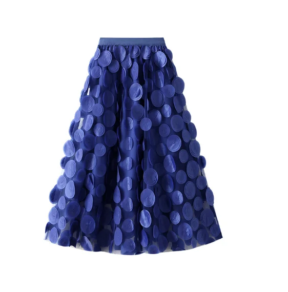 

Heavy industry three-dimensional polka dot black gauze skirt 2024 new design sense Hepburn wind long umbrella skirt