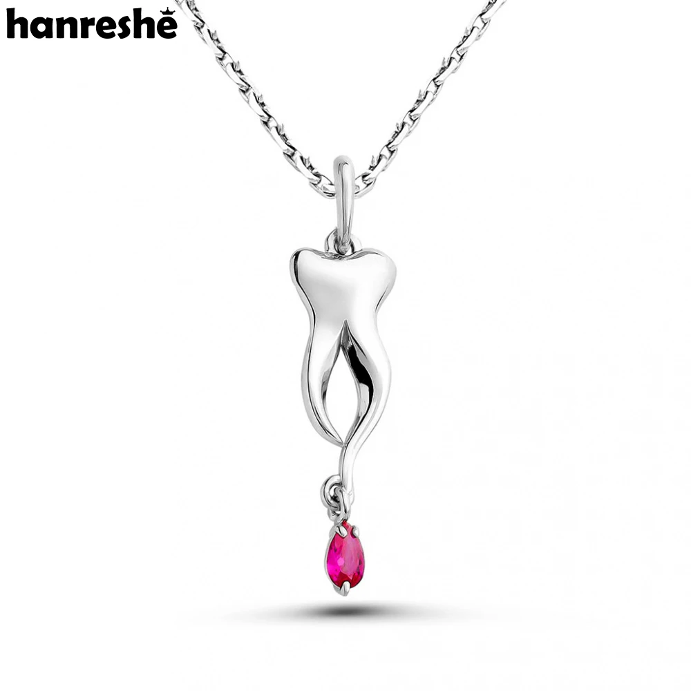 

Hanreshe Charm Tooth with Crystal Pendant Necklace Dental Medical Jewelry Gift for Dentist Doctor Nurse Teeth Choker