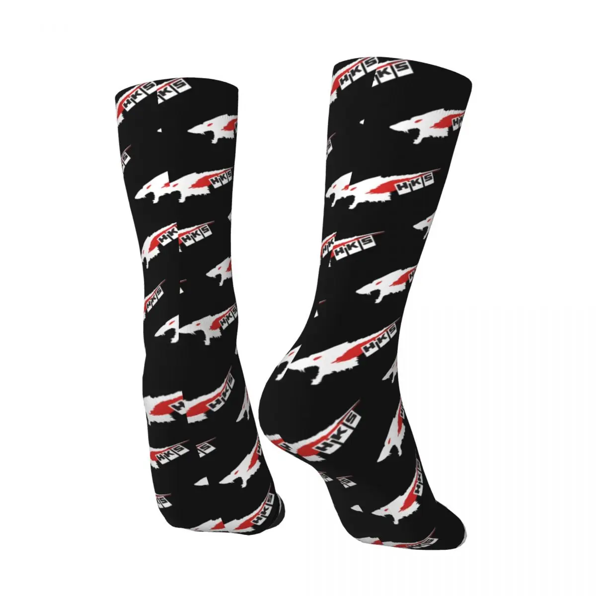 Hip Hop Vintage HKS Wolf Crazy Men's compression Socks Unisex HKS Street Style Pattern Printed Funny Novelty Happy Crew Sock