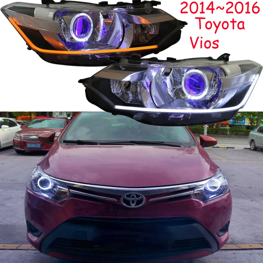 2pcs Bumper Lamp For VIOS Headlight 2014~2016,car Accessories LED Taillight DRL Running Lights Bi-Xenon Fog Lights Angel Eyes