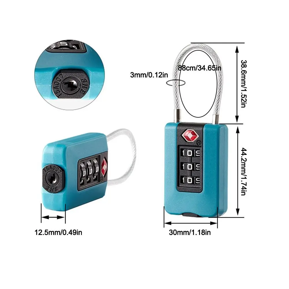 Creative Contrast Color TSA Customs Wire Rope Code Lock valigia da viaggio portatile lucchetto per bagagli lucchetto antifurto per armadietto