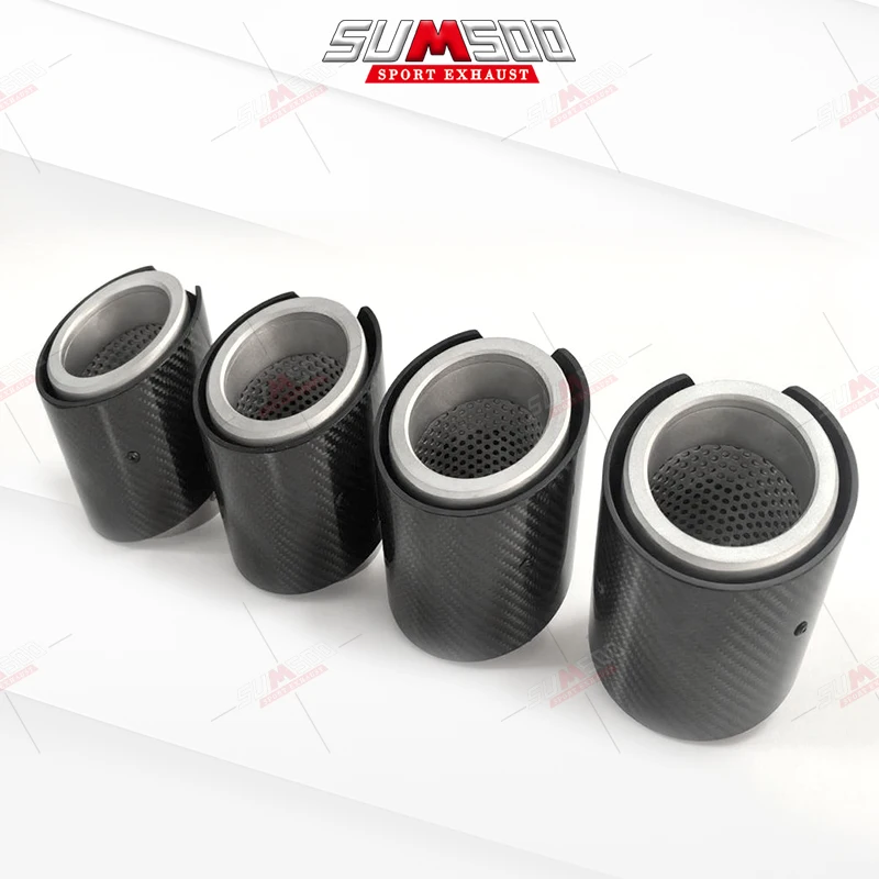 4pcs SUMSOO Dual Real Carbon Fiber 304 Stainless Steel Exhaust Tips For BMW G90 G99 M5  Pipes Muffler Tips For Auto Modifieds