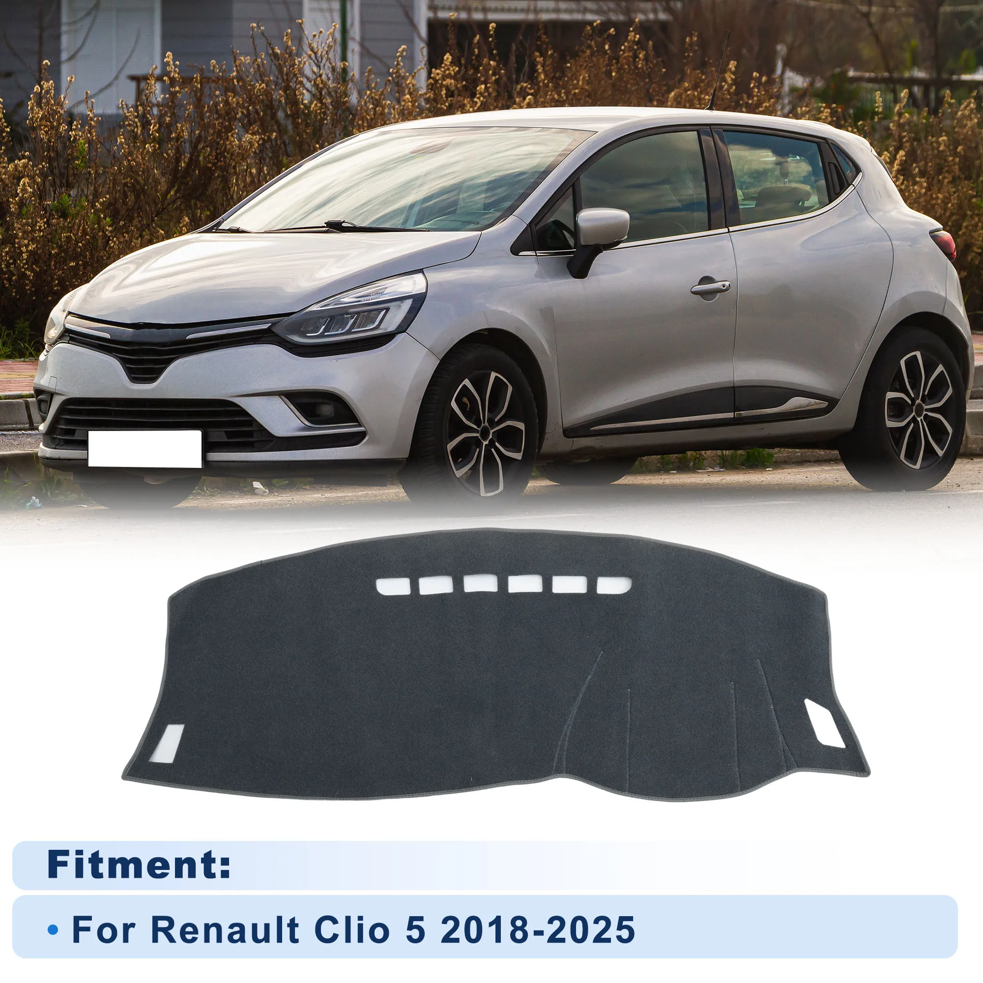 

Накладка на приборную панель UXCELL для Renault Clio 5 2018-2025 без HUD, полиэстер, серая, 1 комплект