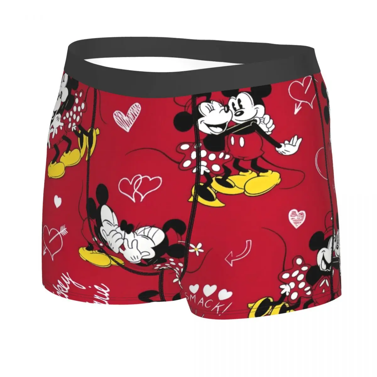 Desenho animado personalizado disney Roupa interior de Mickey Mouse masculina, Boxer respirável, cuecas, calções, calcinhas, cuecas macias, masculino