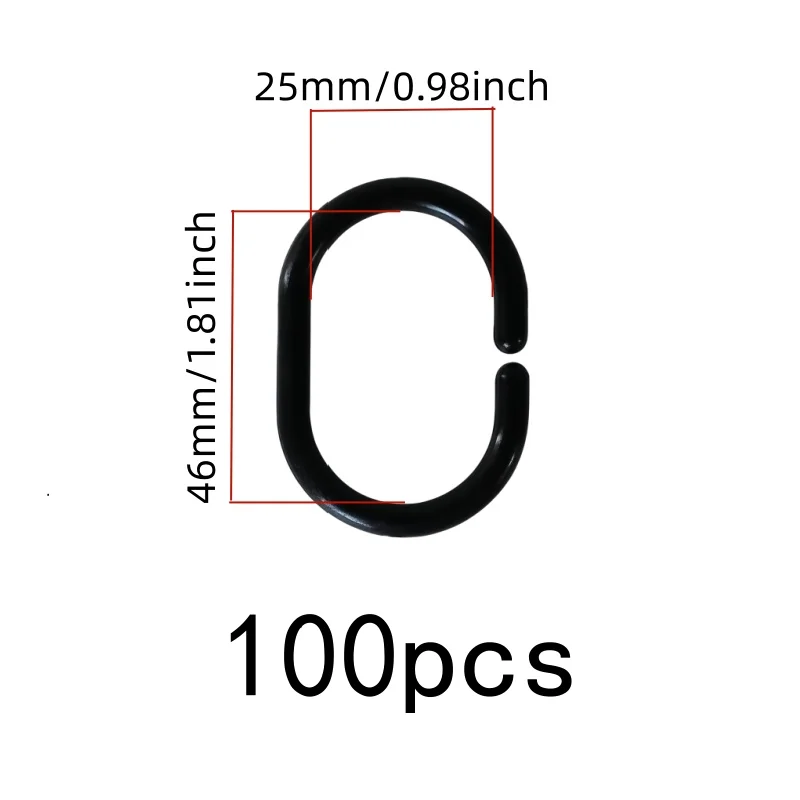 100 pcs C-Type Shower Clips, Easy Snap-On Closure, suitable for Moist Environment, Black C-Type Design