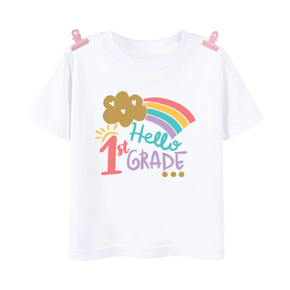 Hello 3rd Grade Print Shirt Child Back To School T-shirt  Kindergarten 1-5 Grade Kids Tee Tops First Day of School Outfit Tshirt