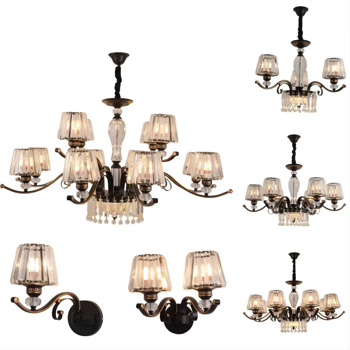 

Living room light luxury crystal lamp, American restaurant lamp, double layer