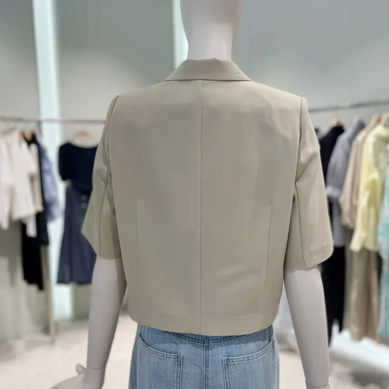 

Lightweight ort Sve Double Breasted ort Coat Summer Women's Suit Jaet Commute Sle Loose Fit Pure Color