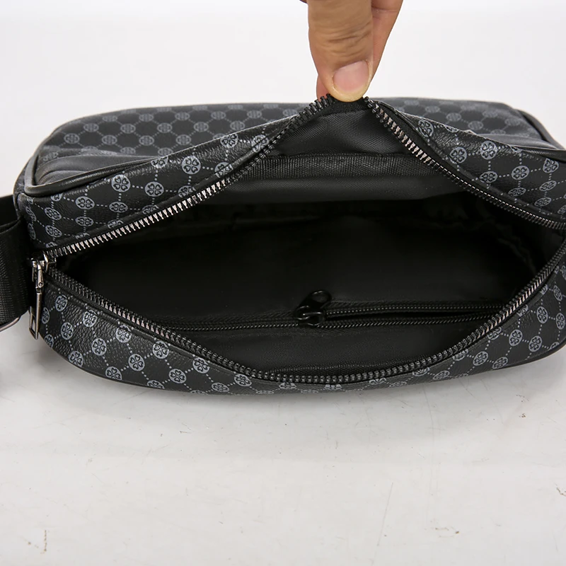 VC-Bolso cruzado ligero de cuero PU para hombre, bolsa de un solo hombro con estampado de cuerpo completo, bandolera pequeña informal para diario, 1