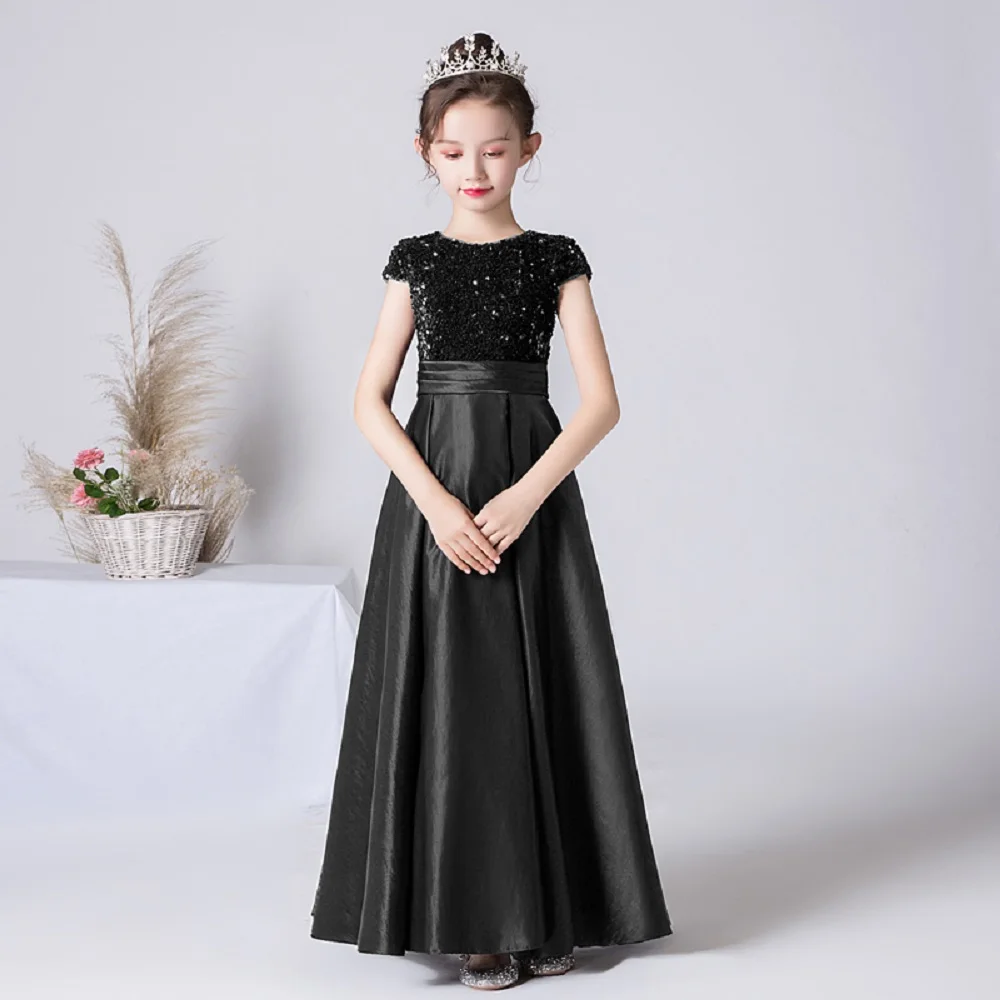 Dideyttawl Customized Real Photos Satin Sequin Girl Party Dresses Princess Junior Concert Birthday Formal Banquet Gown Christmas