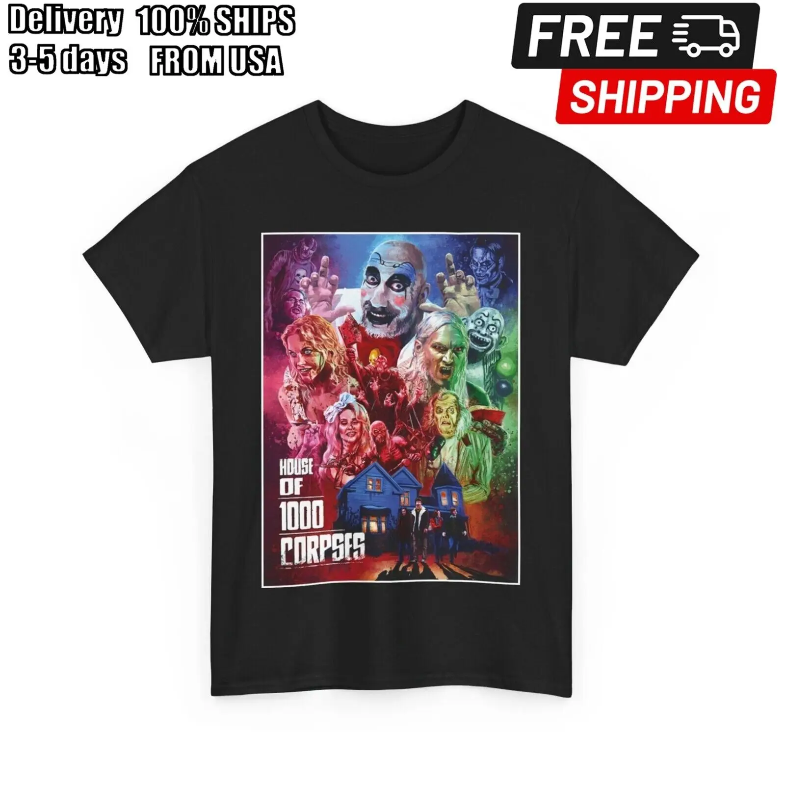 House of 1000 Corpses Rob Zombie Movie T shirt Unisex Heavy Cotton Tee