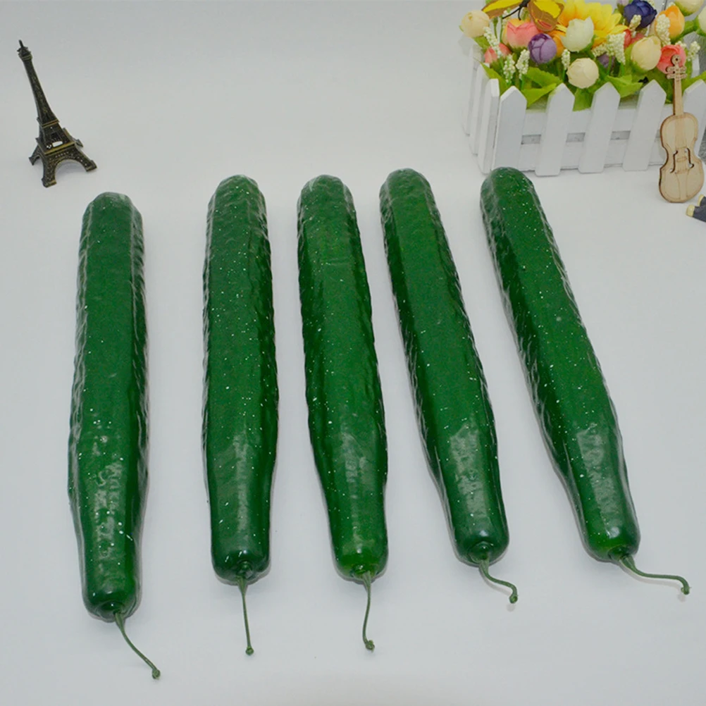 

2 Pcs Realistic Artificial Cucumber Props Photo Accessories Home Decoration Vegetable Props Fake Veggie Display