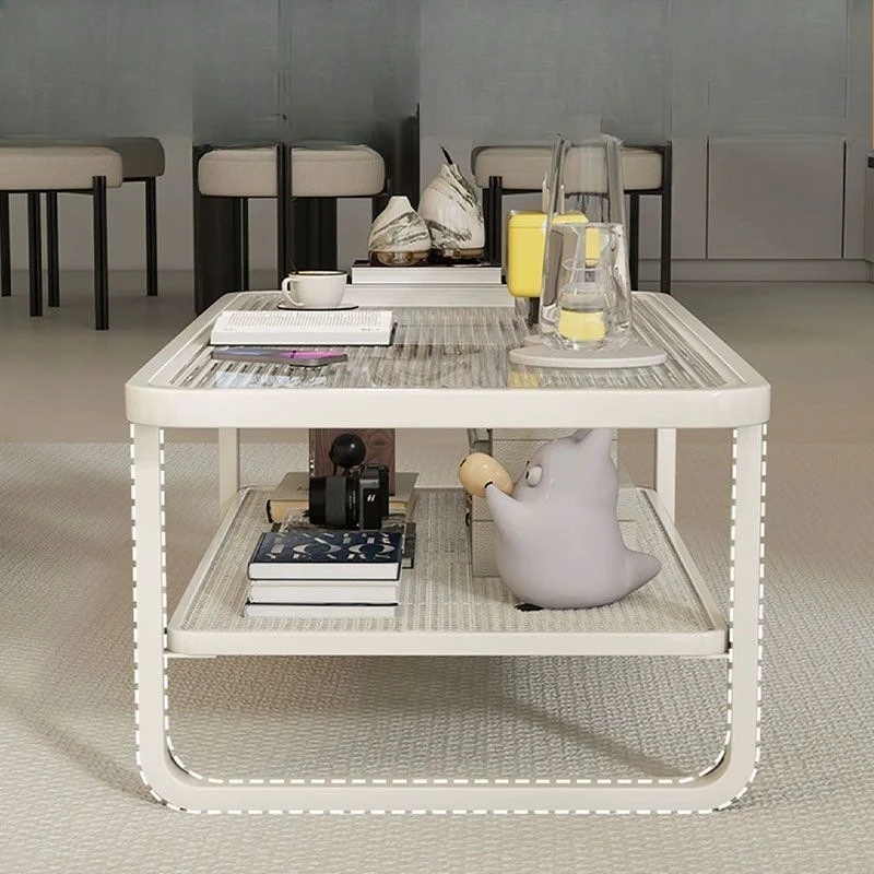 Coffee table living room household light luxury small apartment storage table tempered glass coffee table