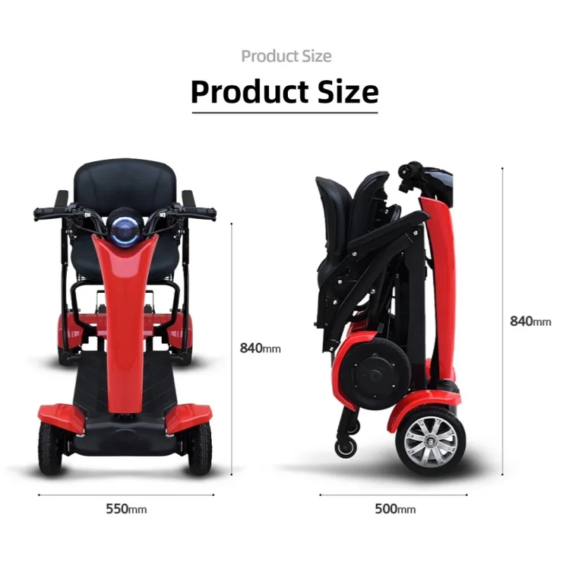 EU Intelligent Remote Control Dual Motor Electric Scooter 500W 36V Mini 8 Inch Foldable 4 Wheel Mobility Scooters for Seniors